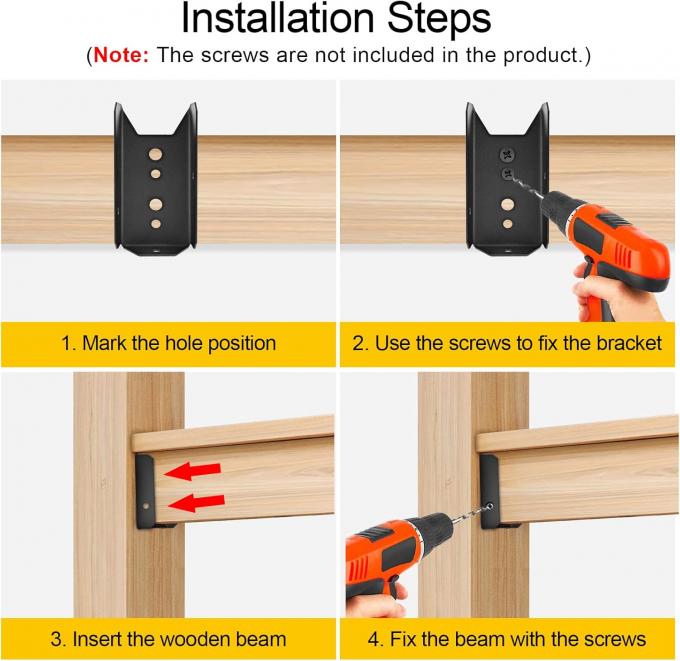 2x4 Ahşap Karbon Çelik Onarım Kitsleri için Çit Bracketleri Bahçe için Güverte Çit Bağlantıları ile 3