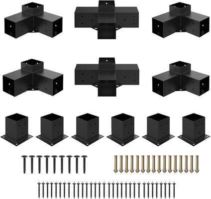 Metal donanım 3 Kol 4 Kol 5 Kol Ahşap Post Alt Çapa Çapraz Pergola Brackets Kits