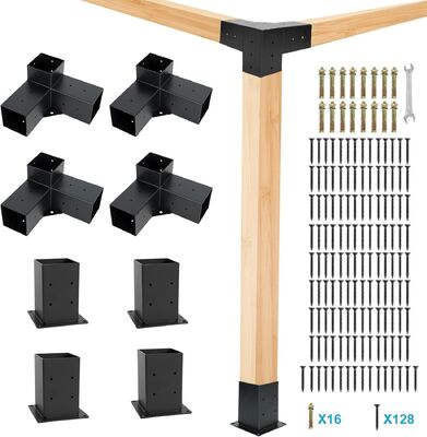 Ağır Güçlü Ağır Güçlü 4x4 Pergola Bracket Kit 3 Yolu Eğilmiş Dış Pergola Bağlayıcısı 4x4 Pergola Bracket Kit