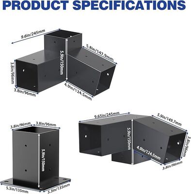 Dışarıdaki Pergola Donanım Kits 4x4 Inç 3 Yönlü Eğimli Metal Kiliseler